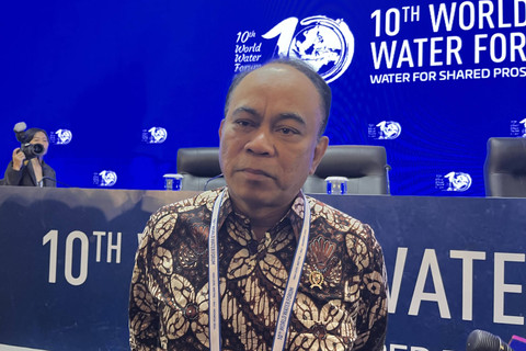 Menkominfo Budi Arie Setiadi dalam konferensi pers persiapan World Water Forum ke-10 di BNDCC 2, Nusa Dua, Bali, Minggu (19/5/2024). Foto: Ghinaa Rahmatika/kumparan