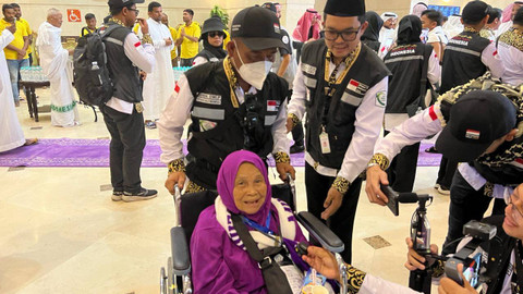 Jemaah lansia tiba di Hotel Al Ghadeer, Syisyah, Makkah. Dok Salmah Muslimah/kumparan
