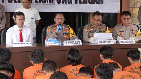 Kapolres Lampung Tengah, AKBP Andik Purnomo Sigit saat konferensi pers. | Foto: Dok Humas Polres Lampung Tengah
