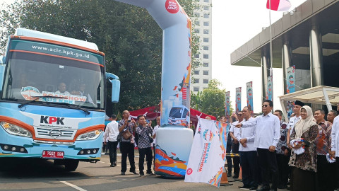 Suasana acara Pelepasan Roadshow Bus KPK 2024 yang dihadiri Nurul Ghufron, Rabu (22/5/2024). Foto: Hedi/kumparan