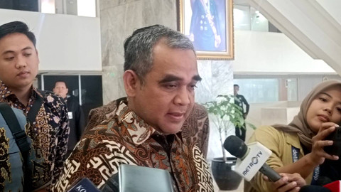 Sekjen Partai Gerindra, Ahmad Muzani, saat diwawancarai wartawan di Gedung DPR/MPR, Jakarta Pusat, Rabu (22/5/2024). Foto: Fadlan Nuril Fahmi/kumparan