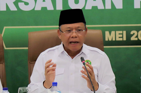 Plt Ketua Umum Partai Persatuan Pembangunan (PPP) Muhammad Mardiono pada konferensi pers Menanggapi sikap Mahkamah Konstitusi terkait gugatan PHPU PPP di Kantor DPP PPP, Jakarta, Rabu (22/5/2024). Foto: Jamal Ramadhan/kumparan