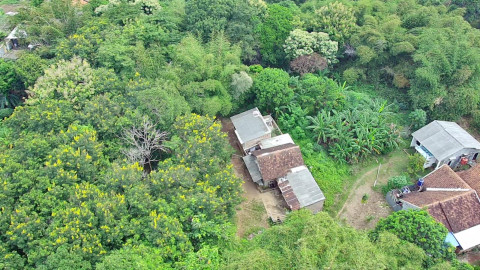 Foto udara suasana rumah Pegi Setiawan, otak pembunuhan Vina dan Eki di Desa Kepongpongan, Cirebon, Jawa Barat. Foto: kumparan