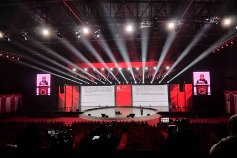 Suasana penutupan Rakernas V PDIP.  Foto: Paulina Herasmaranindar/kumparan