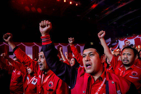 Kader PDIP menghadiri penutupan Rakernas V PDIP di Beach City International Stadium Ancol, Jakarta, Minggu (26/5/2024). Foto: Jamal Ramadhan/kumparan