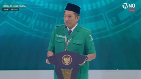 Pelantikan Pengurus Pusat GP Ansor  2024-2029 di Istora Senayan, Jakarta, Senin (27/5/2024). Foto: Youtube/ TVNU Televisi Nahdlatul Ulama