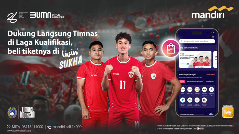 Bank Mandiri membuka penjualan tiket Timnas Indonesia melawan Irak dan Filipina di melalui fitur Sukha di Livin' by Mandiri. Foto: Dok. Bank Mandiri