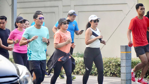 Ketua Umum DPP PAN Zita Anjani lari pagi bersama Mantan Wagub DKI Jakarta Sandiaga Uno di Jakarta, Rabu (5/6/2024). Foto: Dok. Istimewa