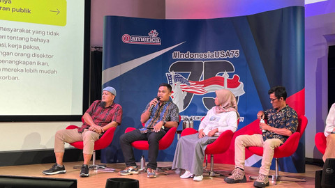 Sejumlah Narasumber pada Ocean-Climate Open Forum di AtAmerica Jakarta, Jumat (7/6/2024). Foto: Tiara Hasna/kumparan