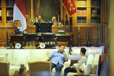 Presiden terpilih periode 2024-2029 Prabowo Subianto bersama Wakil Presiden terpilih GIbran Rakabuming Raka, bertemu di Padepokan Garudayaksa, Sabtu (8/6/2024). Foto: Instagram/@prabowo
