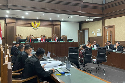 Pemeriksaan Muhammad Hatta sebagai saksi mahkota, untuk dua terdakwa lainnya dalam kasus pemerasan di lingkungan Kementan yakni Syahrul Yasin Limpo (SYL) dan Kasdi Subagyono, di Pengadilan Tipikor, Jakarta Pusat, Rabu (19/6/2024). Foto: Fadhil Pramudya/kumparan