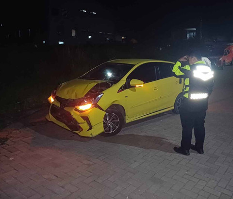 Mobil sang istri usai ditabrak mobil suami. Dok: Polres Sukabumi Kota