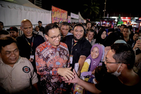 Anies Baswedan hadir di Pekan Raya Jakarta (PRJ) 2024 di JIExpo Kemayoran, Jakarta, Jumat (21/6/2024). Foto: Jamal Ramadhan/kumparan