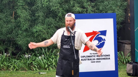 Juara Masterchef Australia 2023, Brent Draper, pada acara Taste of Australia di Hotel Double Tree Jakarta, Sabtu (22/6/2024). Foto: Priscilla Brenda/kumparan