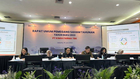 Public expose Rapat Umum Pemegang Saham Tahunan (RUPST) Tahun Buku 2023 PT Kimia Farma (Persero) Tbk (KAEF), Selasa (25/6/2024). Foto: Fariza/kumparan Foto: Fariza Rizky Ananda/kumparan