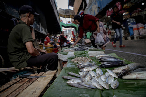 Aktivitas penjual ikan di salah satu pasar tradisional di Jakarta, Kamis (27/6/2024). Foto: Jamal Ramadhan/kumparan