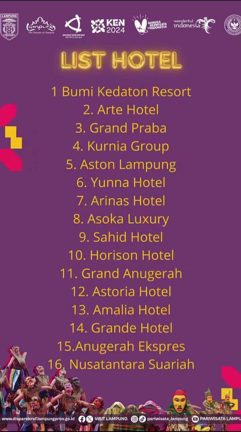 List great sales hotel khusus Krakatau Festival | Foto : Instagram bpdphrilampung.