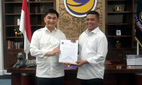 Andra Soni-Achmad Dimyati di kantor DPP NasDem.  Foto: NasDem