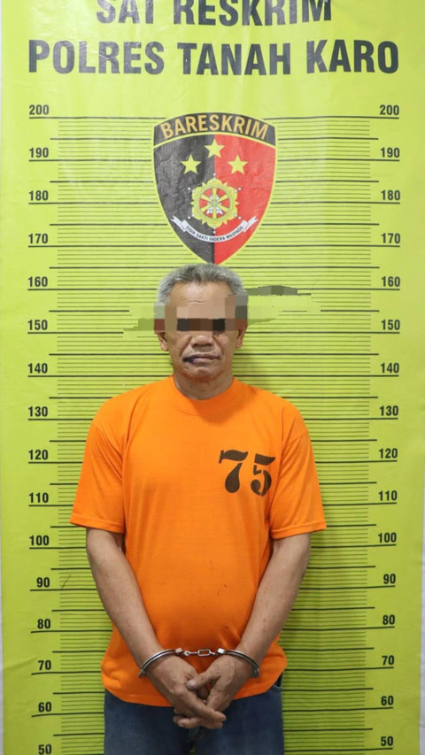 Bebas Ginting (62), pelaku yang menyuruh dua eksekutor membakar rumah wartawan di Karo.  Foto: Dok. Polda Sumut