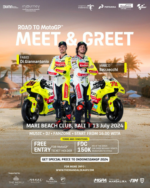 Pertamina akan menggelar Meet & Greet bareng dua pembalap Pertamina Enduro VR46 Racing Team Fabio Di Giannantonio (kiri) dan Marco Bezzecchi (kanan) di Bali pada 13 Juli 2024. Foto: Dok. Pertamina