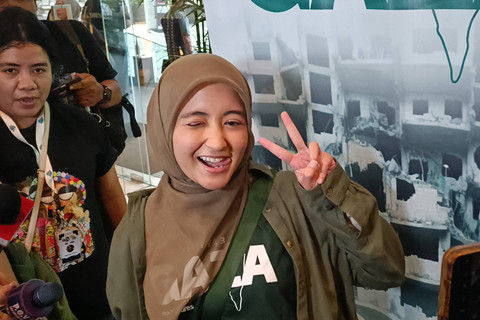 Arafah Riyanti dalam konferensi pers film Gazza Hayya3, XXI Epicentrum, Jakarta Selatan, Rabu (17/7/2024). Foto: Giovanni/kumparan