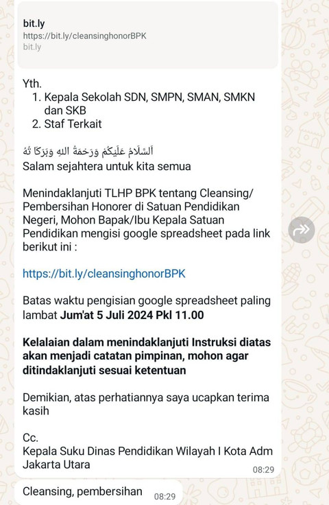 Screenshot formulir cleansing guru honorer di DKI Jakarta Foto: Dok. Istimewa