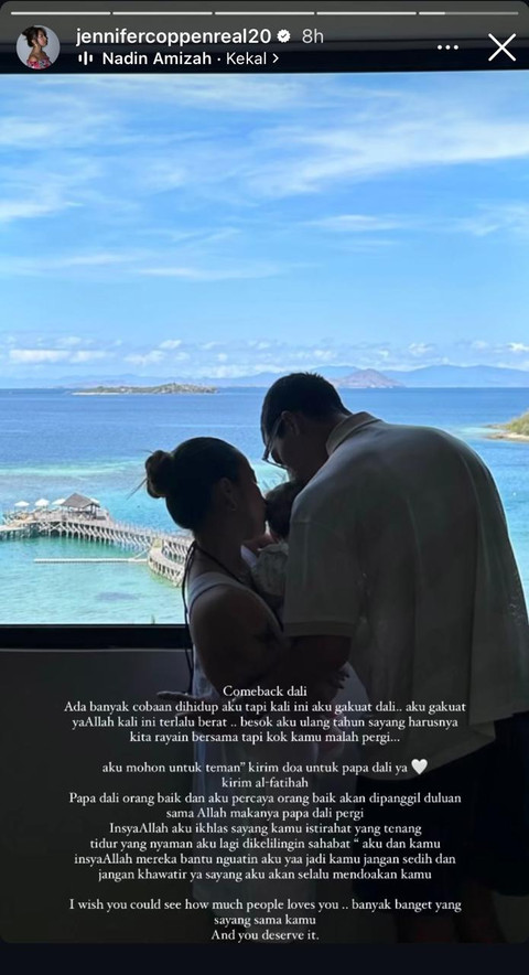 Unggahan Jennifer Coppen usai suami meninggal dunia. Foto: Instagram/@jennifercoppenreal20. 