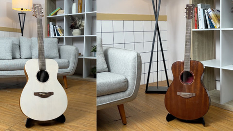 Gitar akustik Yamaha Storia yang cocok digunakan sebagai ornamen desain interior.  Foto: Dok. kumparan