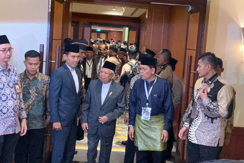 Wakil Presiden Maruf Amin menghadiri acara Tasyakur Milad MUI ke-49 di Hotel Borobudur, Jakarta, Jumat (26/7/2024). Foto: Luthfi Humam/kumparan