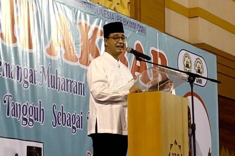 Anies Baswedan menghadiri acara tablig akbar BKMM DMI di Jakarta Islamic Center, Jakarta Utara, Minggu (28/7/2024). Foto: Haya Syahira/kumparan