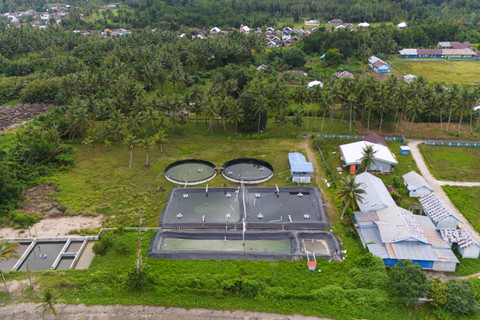 Foto udara kondisi kolam budidaya udang vaname yang tidak difungsikan di Desa Tuada Kabupaten Halmahera Barat, Maluku Utara, Rabu (31/7/2024). Foto: Andri Saputra/ANTARA FOTO