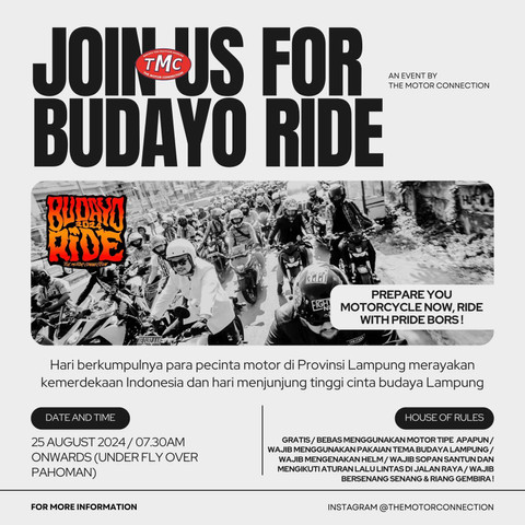 Flayer Budayo Ride 2024 event dari The Motor Connection (TMC) | Foto : Ist