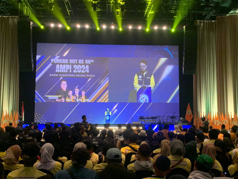 Ketua DPP AMPI (Angkatan Muda Pembaharuan Indonesia), Jerry Sambuaga di acara perayaan HUT AMPI ke-46 di Djakarta Theater, Jakarta, Jumat (2/8/2024). Foto: Luthfi Humam/kumparan