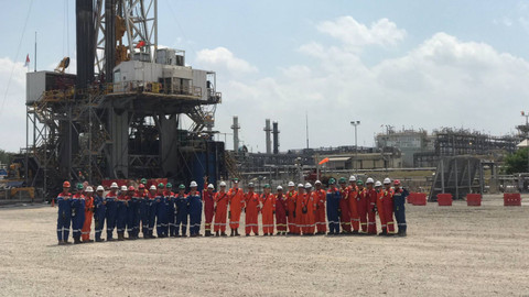 Sumur B13 Infill Clastic, Lapangan Banyu Urip, Cepu, Kabupaten Bojonegoro yang dikelola oleh PT Exxonmobil Indoensia.  Foto: Abdul Latif/kumparan