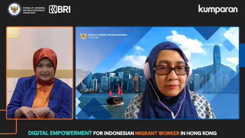 Konsul Penerangan, Sosial, dan Budaya (Pensosbud) KJRI Hong Kong Endah Rachmi Yuliarti membuka workshop kumparan Academy: Digital Empowerment for Indonesian Migrant Worker in Hong Kong, yang disponsori oleh BRI, Minggu (11/8/2024). Foto: kumparan