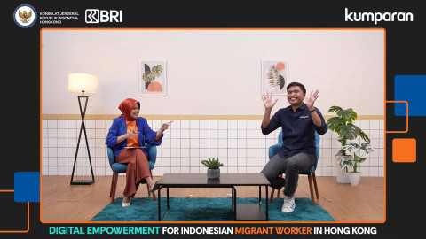 Workshop kumparan Academy: Digital Empowerment for Indonesian Migrant Worker in Hong Kong, yang disponsori oleh BRI, Minggu (11/8/2024), bersama Mas kumparan, Josua Simanjuntak. Foto: kumparan