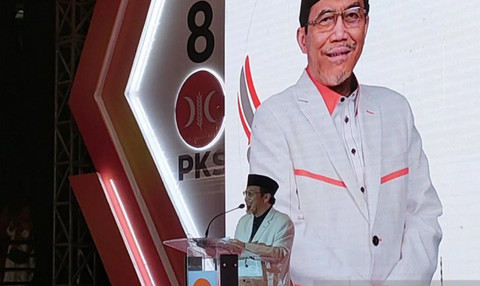 Ketua MPP PKS Suswono saat memberi sambutan pada acara halalbihalal di GOR Pajajaran, Bogor, Jawa Barat, Minggu (11/6/2023).  Foto: ANTARA/Linna Susanti
