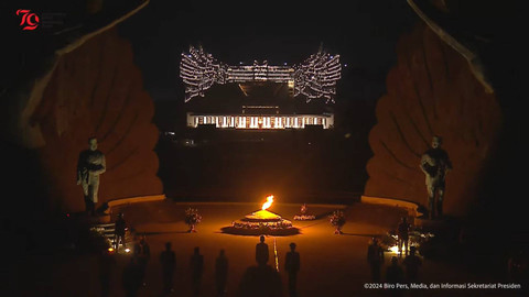 Suasana upacara Apel Kehormatan dan Renungan Suci, Taman Kusuma Bangsa IKN, 16 Agustus 2024. Foto: youtube@SekretariatPresiden