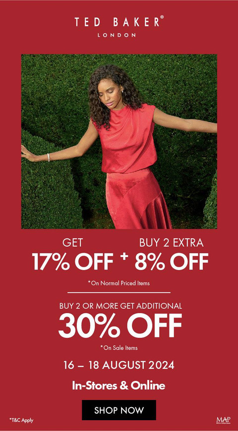 Diskon spesial edisi HUT RI ke-79 dari Ted Baker. Foto: Ted Baker