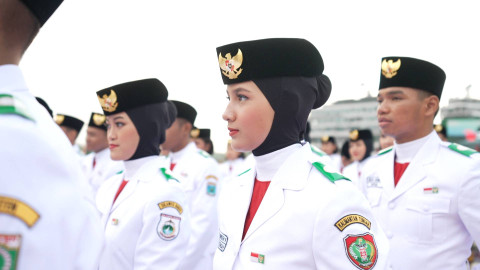 Anggota Paskibraka bersiap mengikuti upacara HUT ke-79 RI di Istana Negara IKN, Kalimantan Timur, Sabtu (17/8/2024).   Foto: Biro Pers Sekretariat Presiden