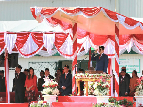 PT Freeport Indonesia (PTFI) melaksanakan Upacara  Pengibaran Bendera Merah Putih pada peringatan Hari Ulang Tahun (HUT) ke-79 Kemerdekaan Republik Indonesia secara serentak di 4 lokasi kerja di 3 provinsi. Foto: Dok. PT Freeport Indonesia