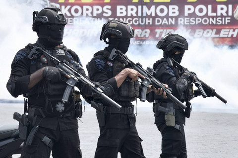 Ilustrasi Brimob bersenjata lengkap. Foto: Fadli Kurnia/Shutterstock