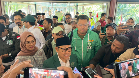 Ketum PKB Muhaimin Iskandar di Bandara Soetta, Selasa (23/8). Foto: Haya Syahira/kumparan