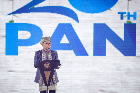 Ketua umum PAN Zulkifli Hasan memberikan sambutan pada pembukaan Kongres ke-6 PAN di Kempinski, Jakarta, Jumat (23/8/2024).   Foto: Jamal Ramadhan/kumparan