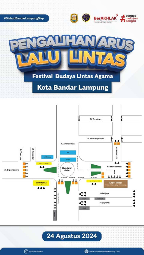 Flayer pengalihan jalan dalam rangka Festival Budaya Lintas Agama. | Foto: Ist