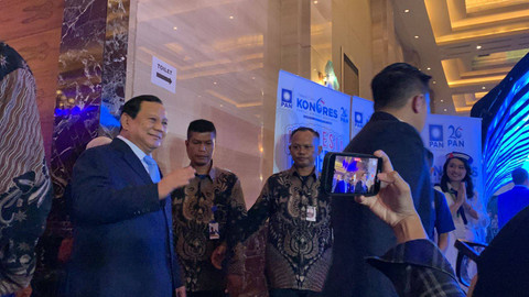 Presiden terpilih, Prabowo Subianto hadiri acara Kongres ke-6 PAN di Grand Ballroom Kempinski, Jakarta, Sabtu (24/28/2024). Foto: Luthfi Humam/kumparan