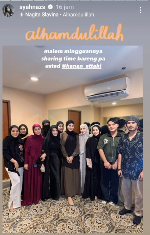 Wanda Harra bercadar di kajian Ustaz Hanan Atakki. Foto: IG Story Syahnaz Sadiqah