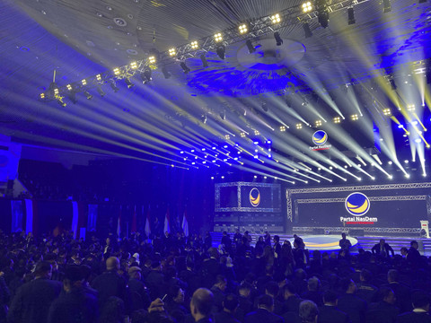 Suasana Menjelang Pembukaan Kongres III Partai NasDem di JCC, Minggu (25/8/2024). Foto: Alya Zahra/Kumparan