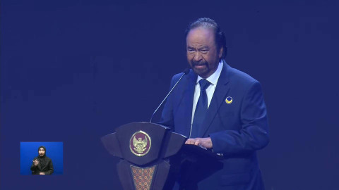 Surya Paloh pada pembukaan Kongres III Partai NasDem di JCC, Jakarta, Minggu (25/8/2024). Foto: Youtube/ NasDem TV
