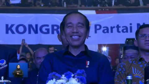 Presiden Jokowi pada pembukaan Kongres III Partai NasDem di JCC, Jakarta, Minggu (25/8/2024). Foto: Youtube/ NasDem TV